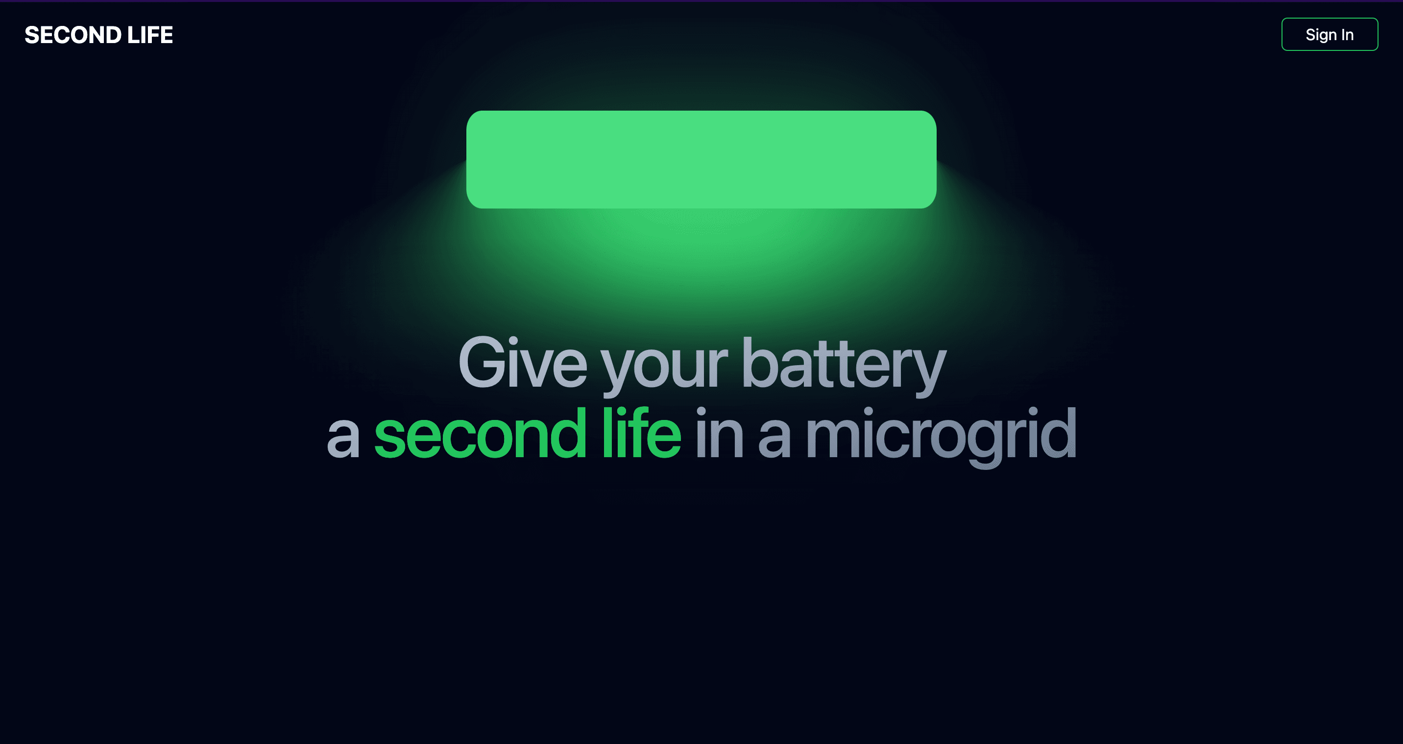 Second Life landing page — give your EV battery a second life in a microgrid